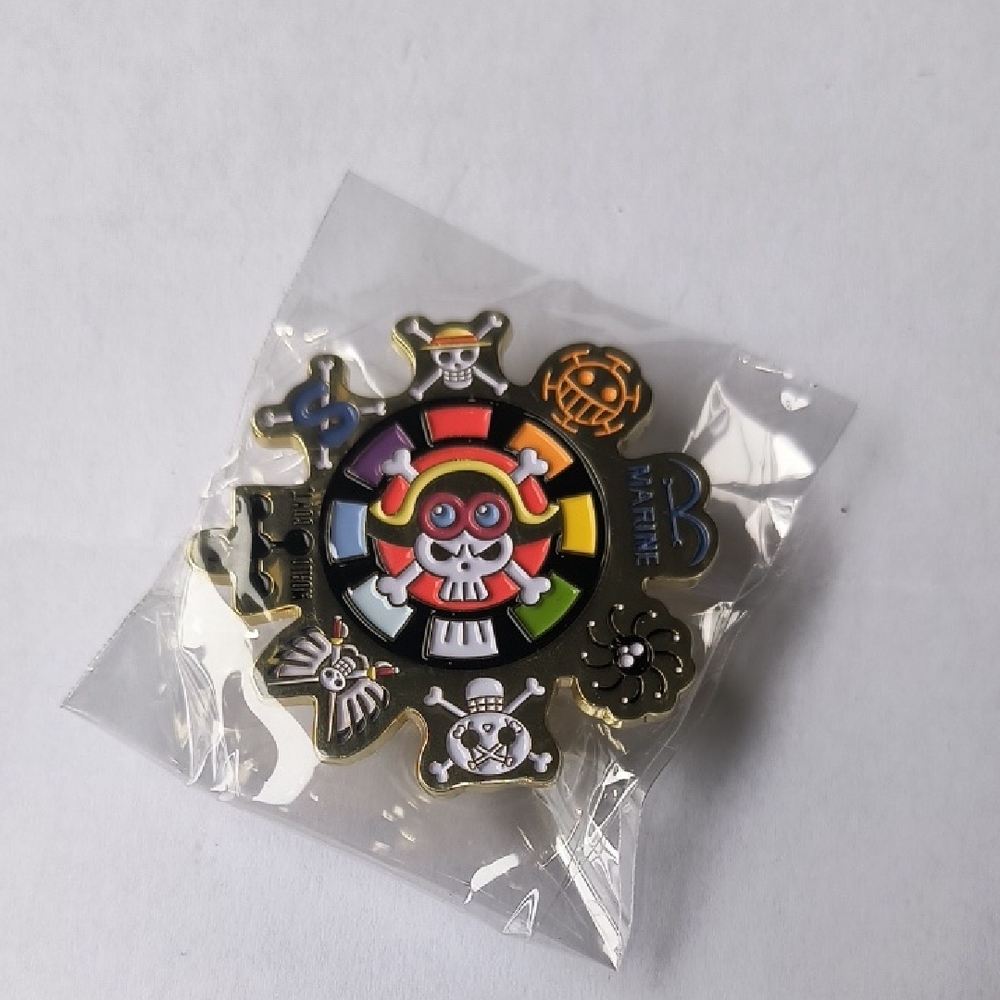 Colorful Skull Wheel Enamel Pin One Piece Anime Luffy